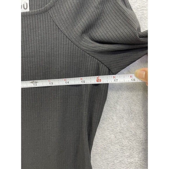 NY Collection Women's Bodysuit Ribbed 3/4 Sleeve Solid Black Medium - Picture 9 of 13